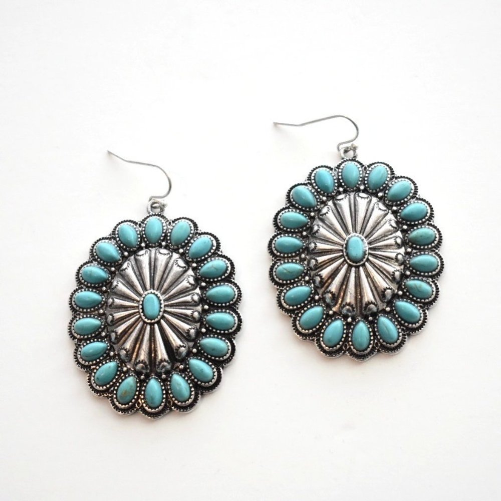 Turquoise Calhoun Concho Earrings